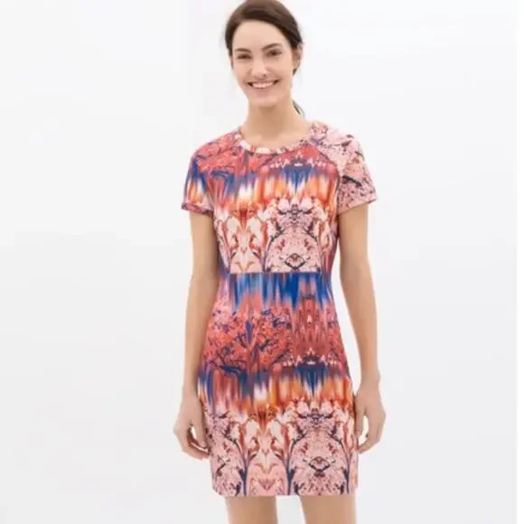 ZARA Collection Cherry Blossom Sheath Dress Pink Blue Size Small - Picture 1 of 9
